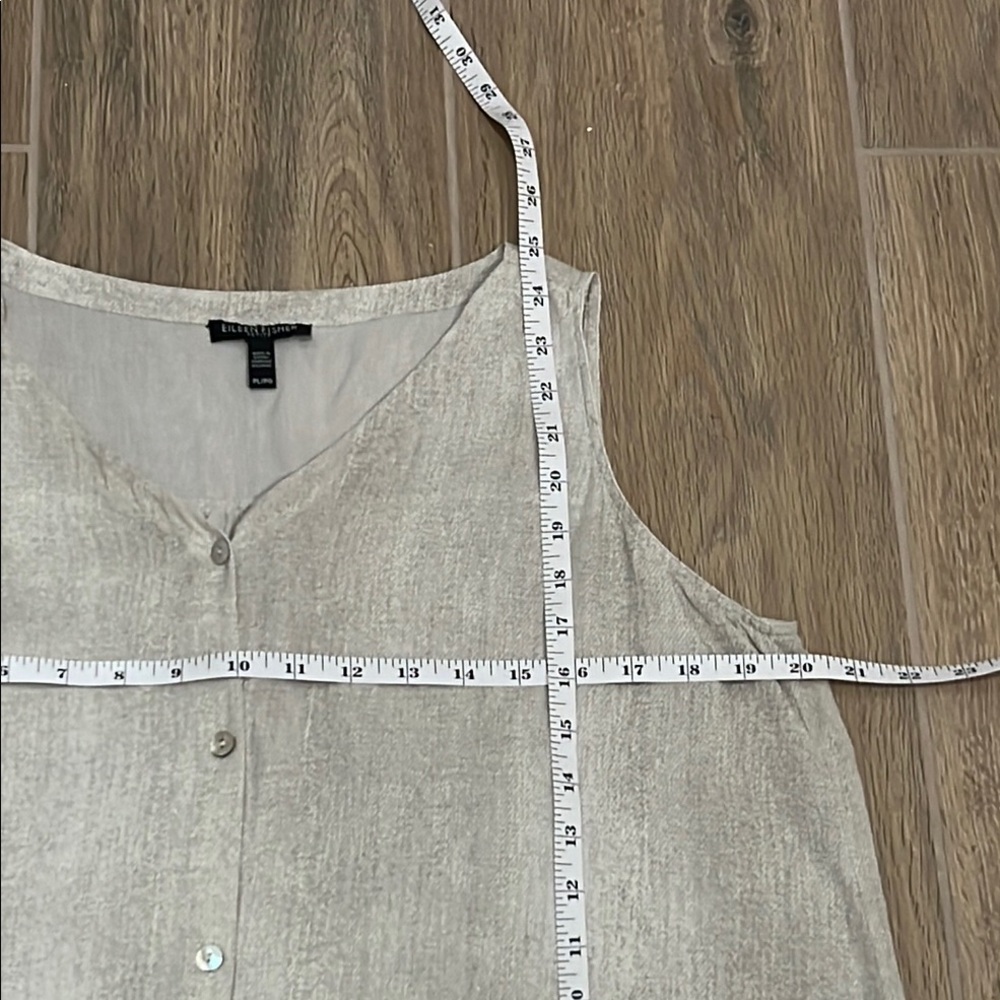 Eileen Fisher 100% Silk Sleeveless Button TankTop Hazy Printed Crepe Bone Blouse - Picture 8 of 11